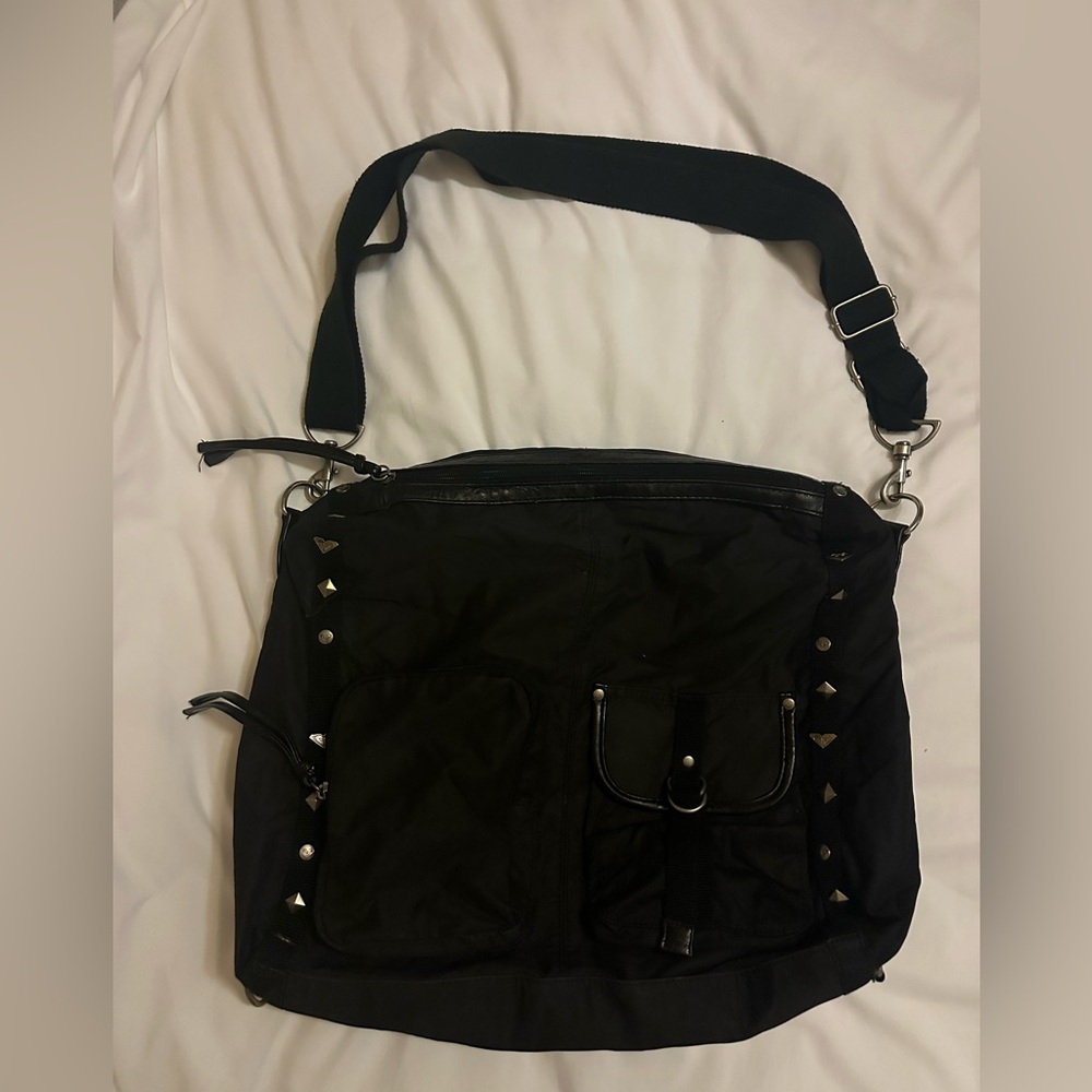 Roxy Black Messenger Bag with Stud Accents